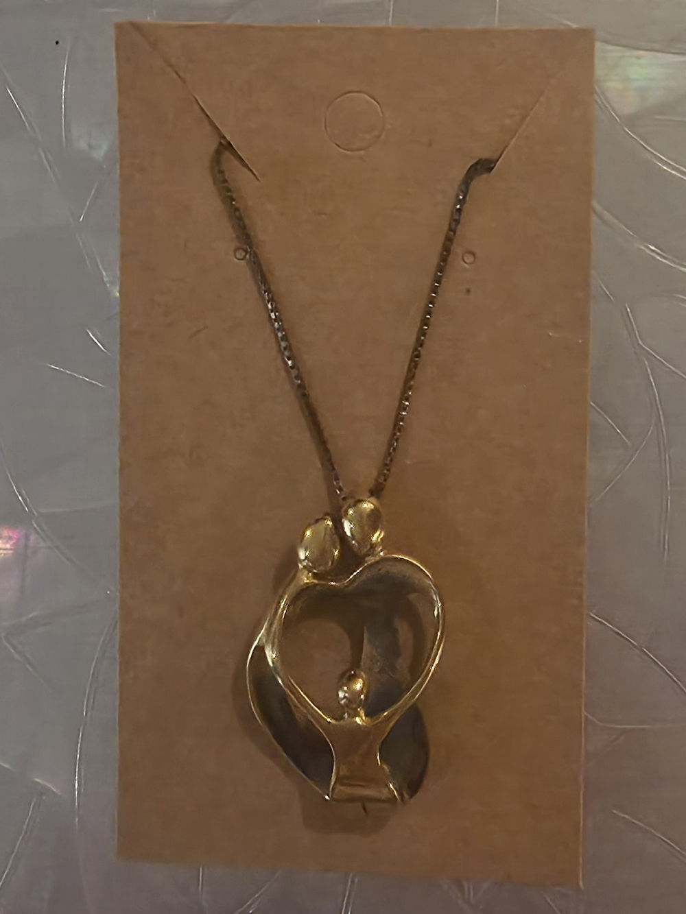 Vintage Carolyn Pollack 925 Sterling Gold Colored Heart Family Of 3 Necklace